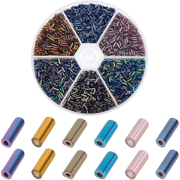 2760pcs Glass Bugle Beads Glass Tube Beads 4mm Tube Spacer Beads Czech Bugle Beads