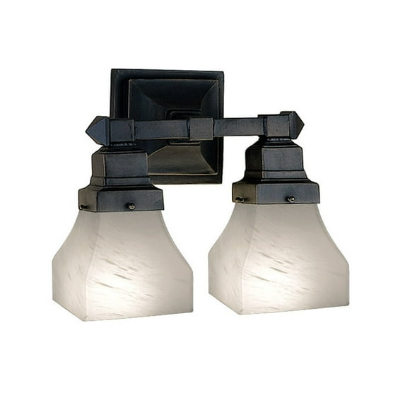 Meyda Lighting 13"W Bungalow White Alabaster Swirl 2 LT Wall Sconce