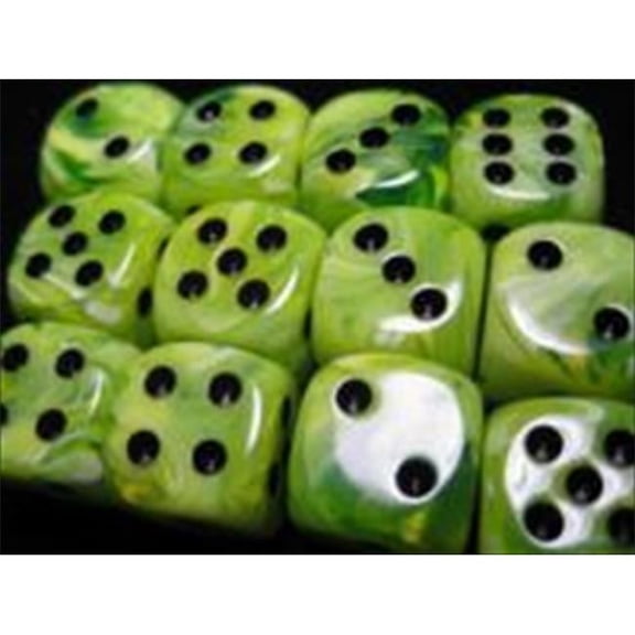 27630 Vortex Bright Green D6 Dice Set - 16 mm - Set of 12 - Plastic Material