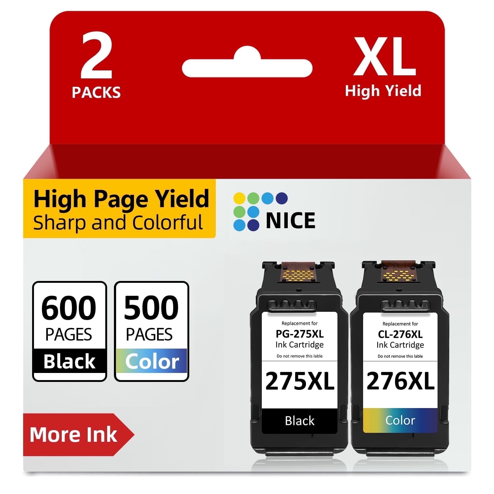 PG 275XL and CL 276XL Ink Cartridge for Canon 275 and 276 Color Ink for PIXMA TS3522 TS3500 TS3520 TR4722 TR4700 TR4720 Printer