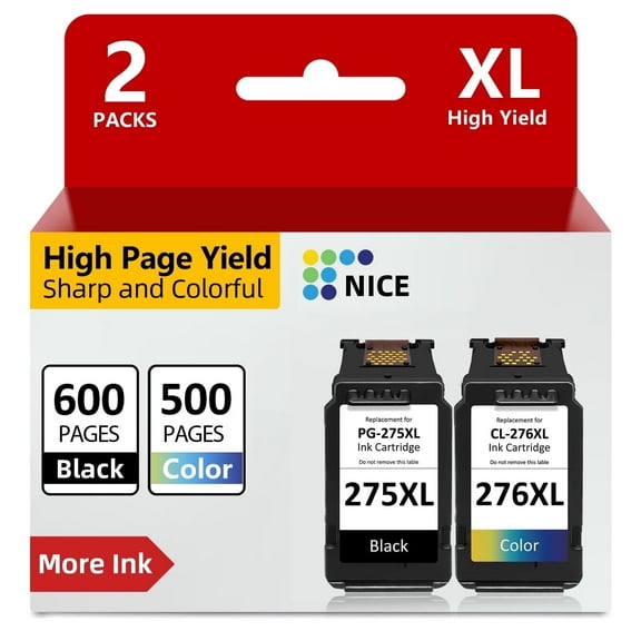 PG 275XL and CL 276XL Ink Cartridge for Canon 275 and 276 Color Ink for PIXMA TS3522 TS3500 TS3520 TR4722 TR4700 TR4720 Printer