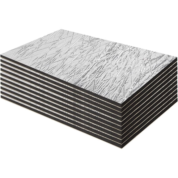 276mil 10.76sqft Car Sound Deadening Mat 15.7" 9.8" Auto Noise and Heat Insulation Mat Aluminum Foil Finsh PE Foam Sound Deadener Material for Hood Engine Roof Door and Trunk(10PCS)