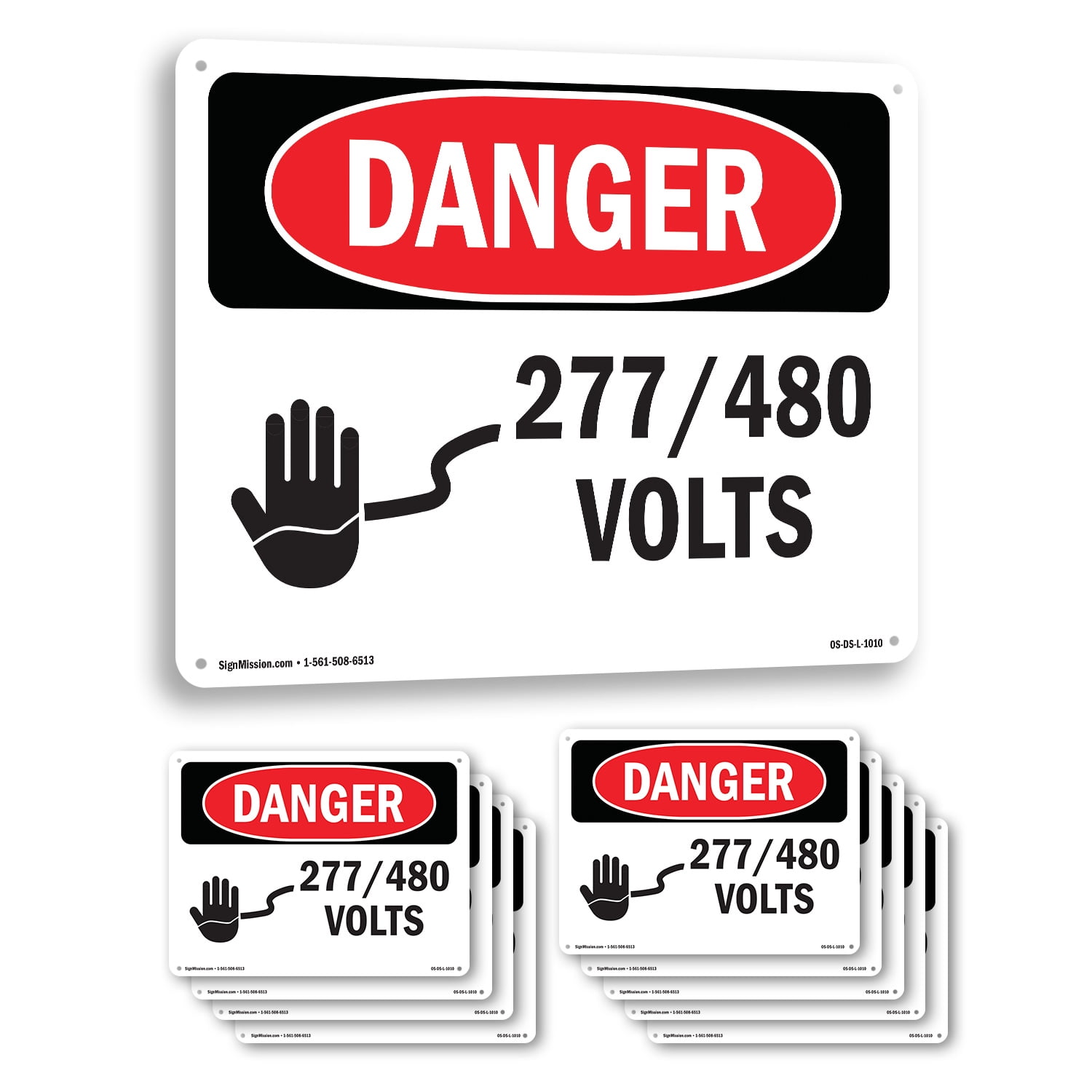 277 480 Volts OSHA Danger Aluminum Sign 24 Inch x 18 Inch - 10 Pack ...