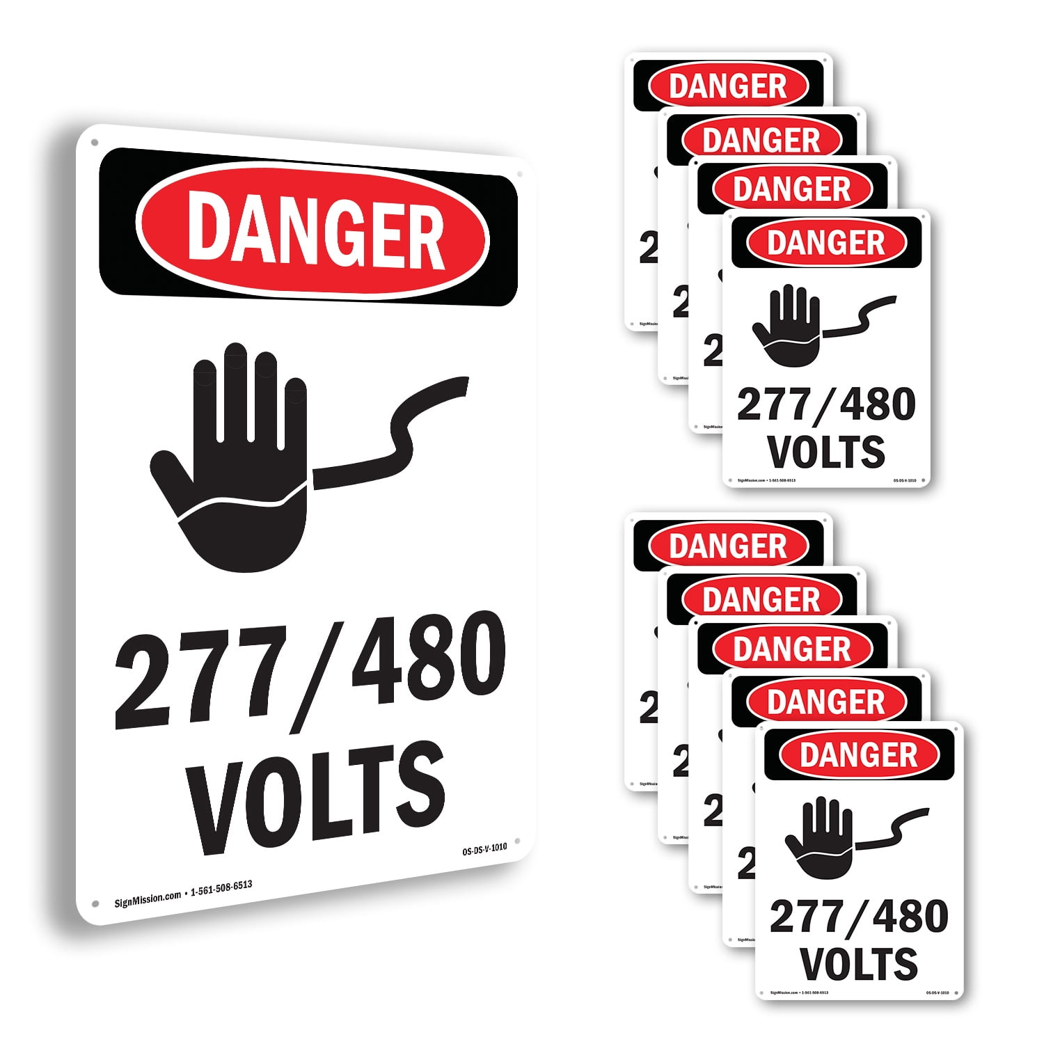 Sign 277 277 OSHA Danger Rigid Plastic Sign 24 Inch x 18 Inch - 10 Pack ...