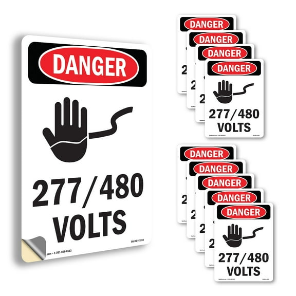 277 OSHA Danger Vinyl Decal Label 18 Inch x 12 Inch - 10 Pack