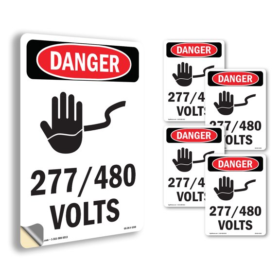 277 OSHA Danger Vinyl Decal Label 24 Inch x 18 Inch - 5 Pack