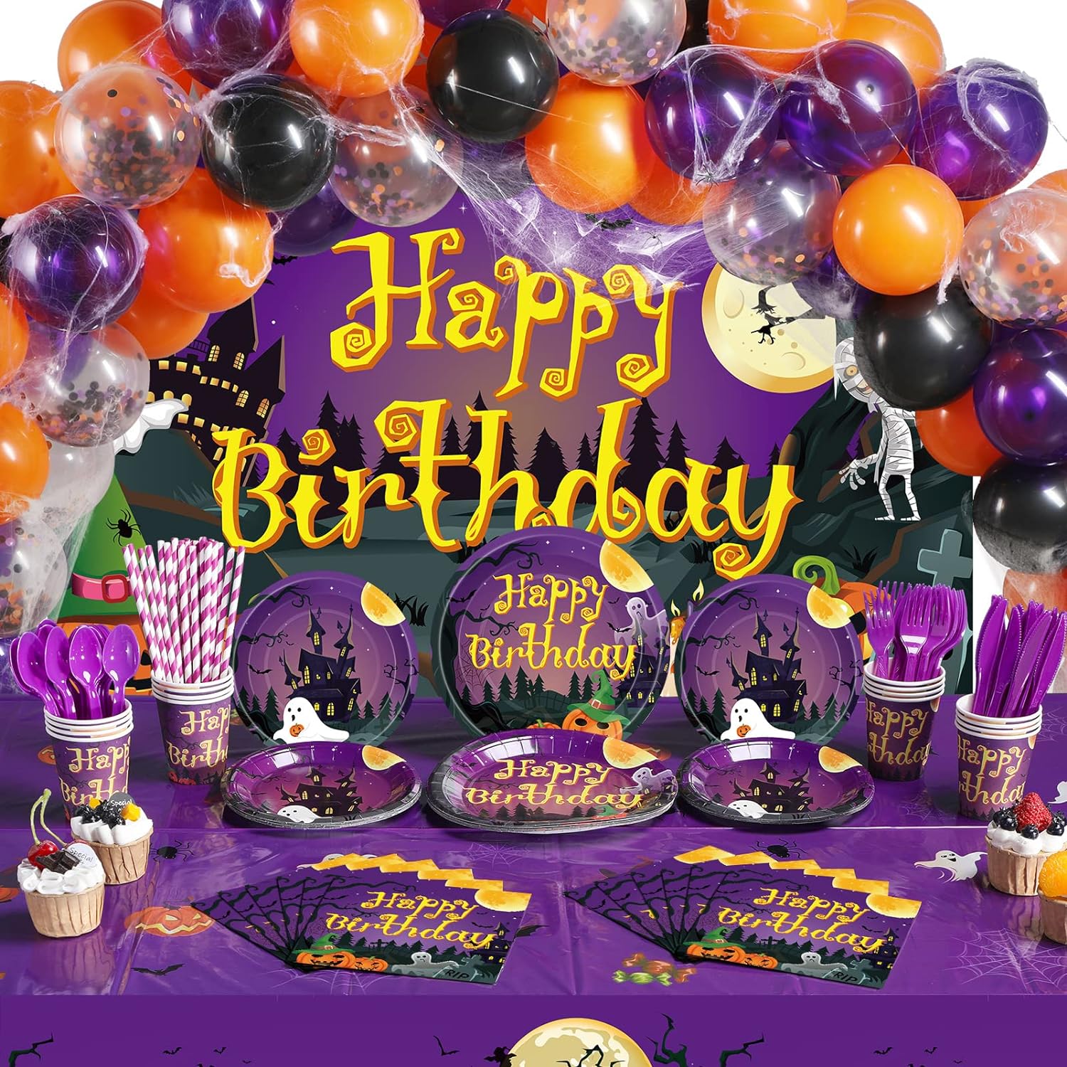 277 PCS Halloween Party Supplies Full Set Happy Birthday Decoration
