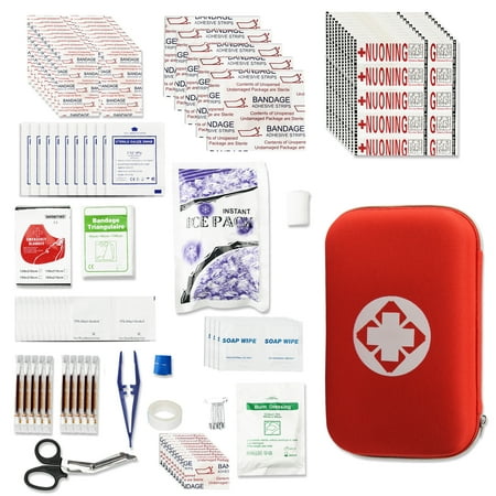 277 Pcs First Aid Kit Car Emergency Survival Supplies Kit for Home Travel Portable Red AMORNING