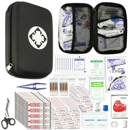 277 Pcs First Aid Kit Car Portable Emergency Kit Survival for Home Travel Outdoor Adventure Black AMORNING