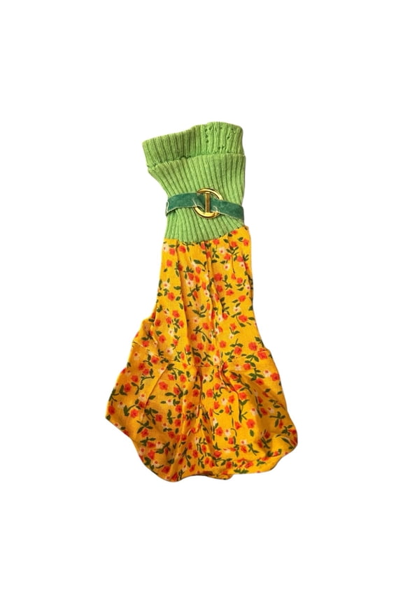 #2770 Best Buy Fashions 1979 Yellow Calico Halter Sundress