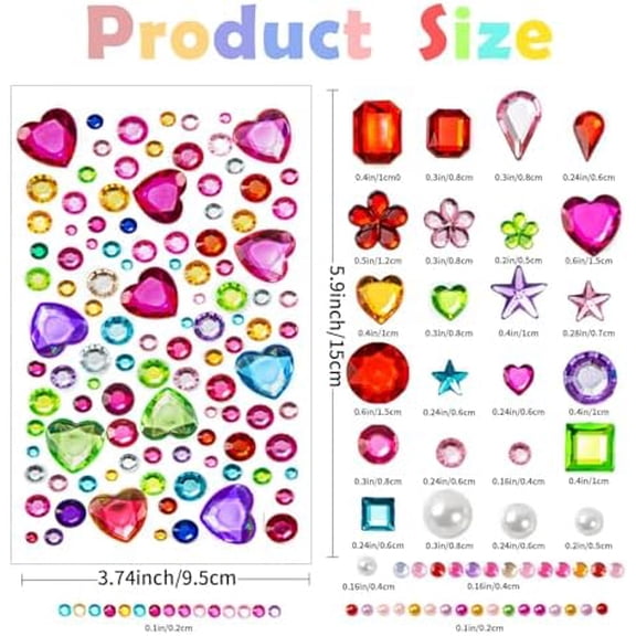 2774PCS Gem Stickers, Self Adhesive Gems for Crafts, Acrylic Bling Heart Sticker, Jewel Stickers Crafts self Adhesive, Assorted Shapes Jewels Rhinestones Sticker, Craft Supplies for Kids