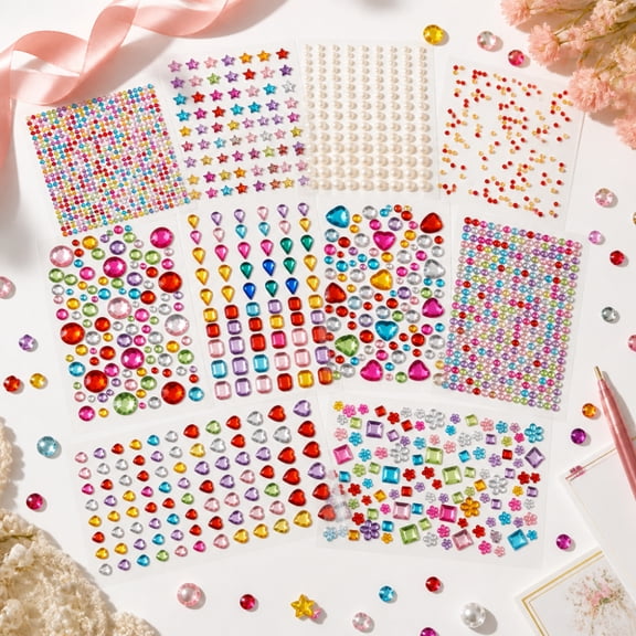 2774pcs Bedazzling Kit, Rhinestones for Bedazzling,Self-Adhesive Rhinestone Gem Stickers for Crafts, Acrylic Bling Heart Jewel Stickers, Craft Supplies