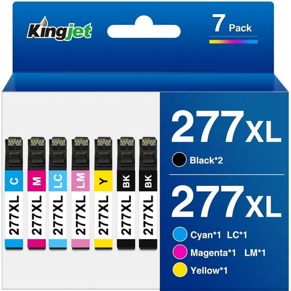 Kingjet Ink Cartridge Compatible with Epson 277XL Combo Pack for Expression XP-850 XP-860 XP-950 XP-960 XP-970 Printer (7 Pack)