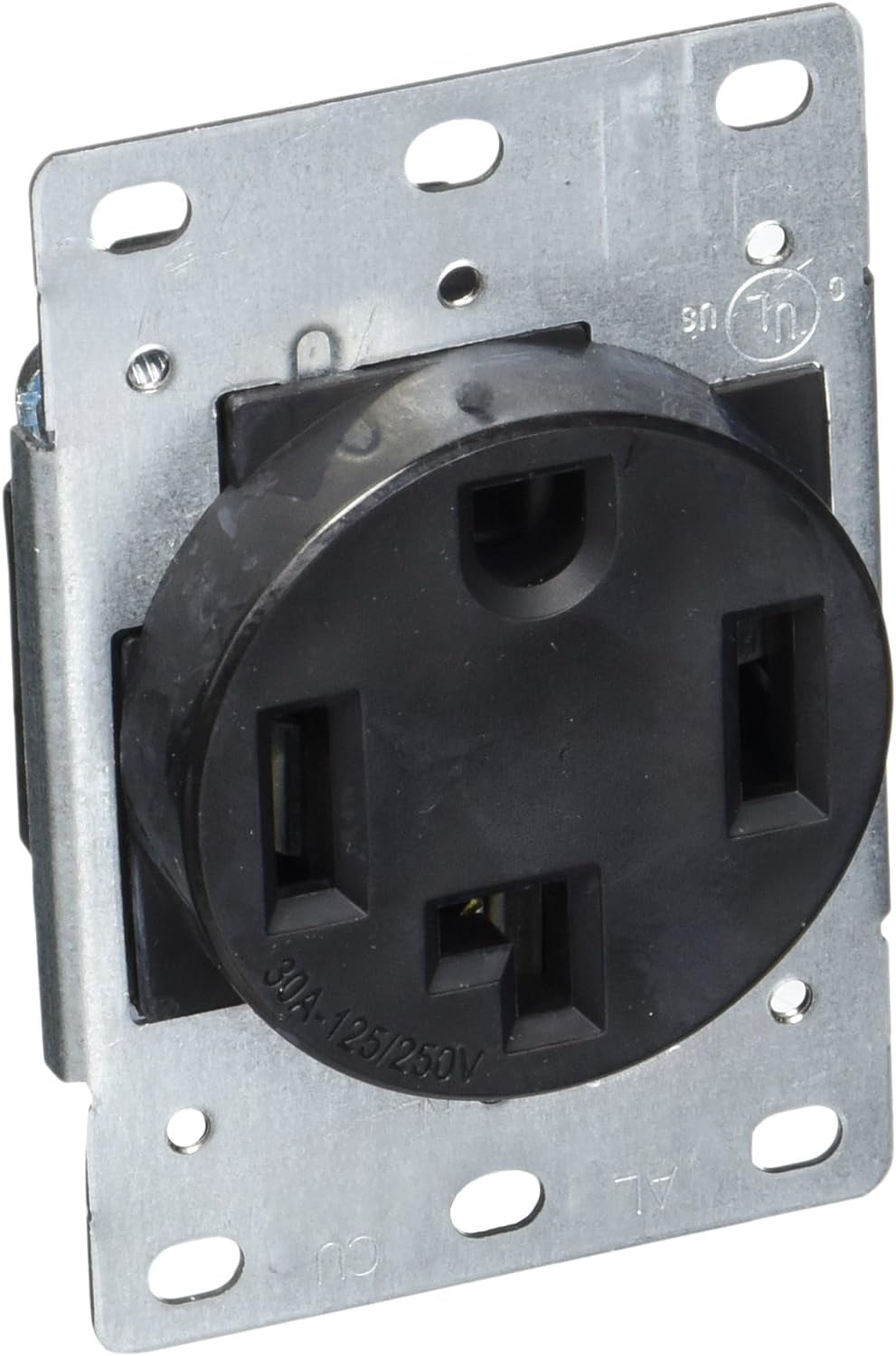 Black Thermoplastic 30-Amp Flush Mount Dryer Outlet