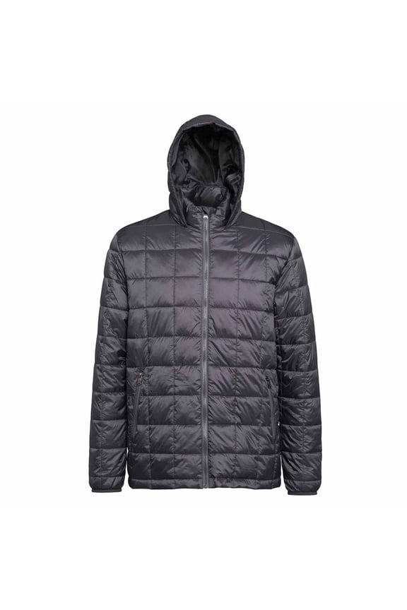 Mens Box Quilt Hooded Zip Up Jacket