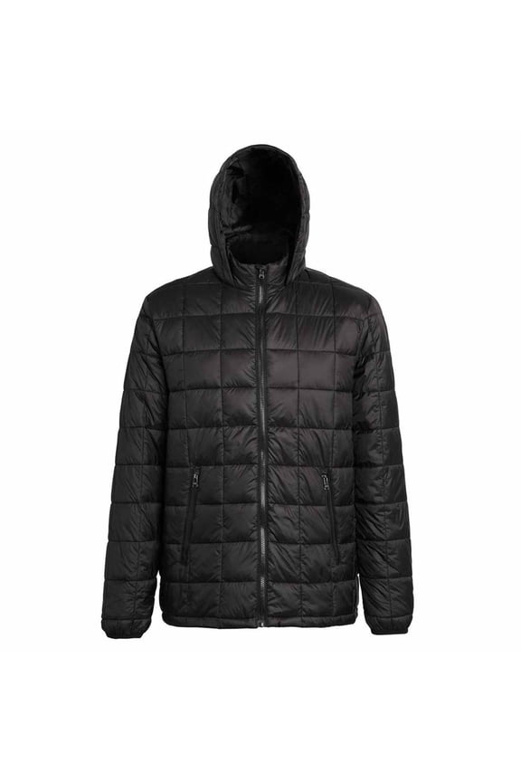 Mens Box Quilt Hooded Zip Up Jacket