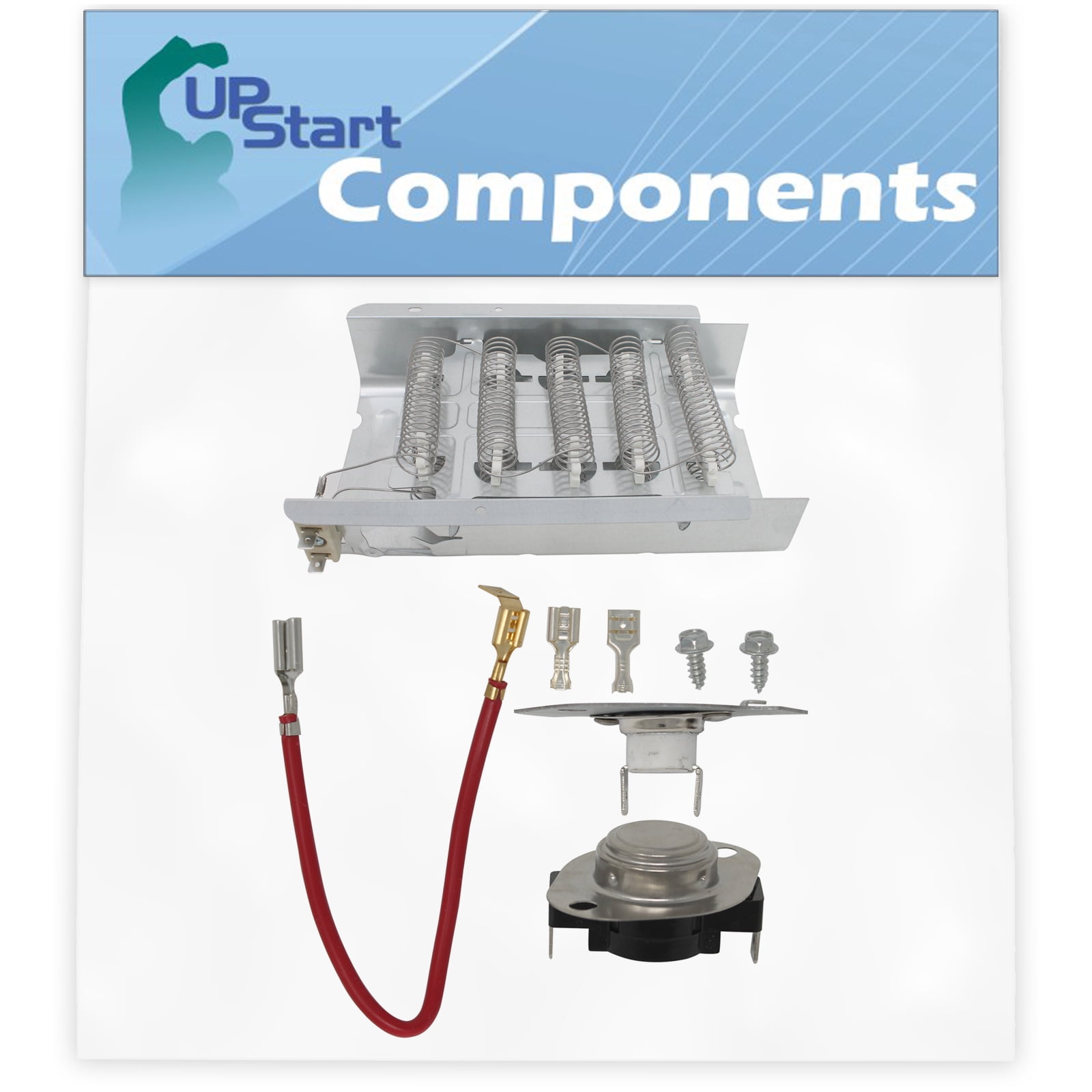 279838 And 279816 Dryer Heating Element and Thermostat Combo Pack Replacement for Whirlpool 7EWED1705YM1 Dryer - Compatible with 279838 & 279816 Heater Element & Thermal Cutoff