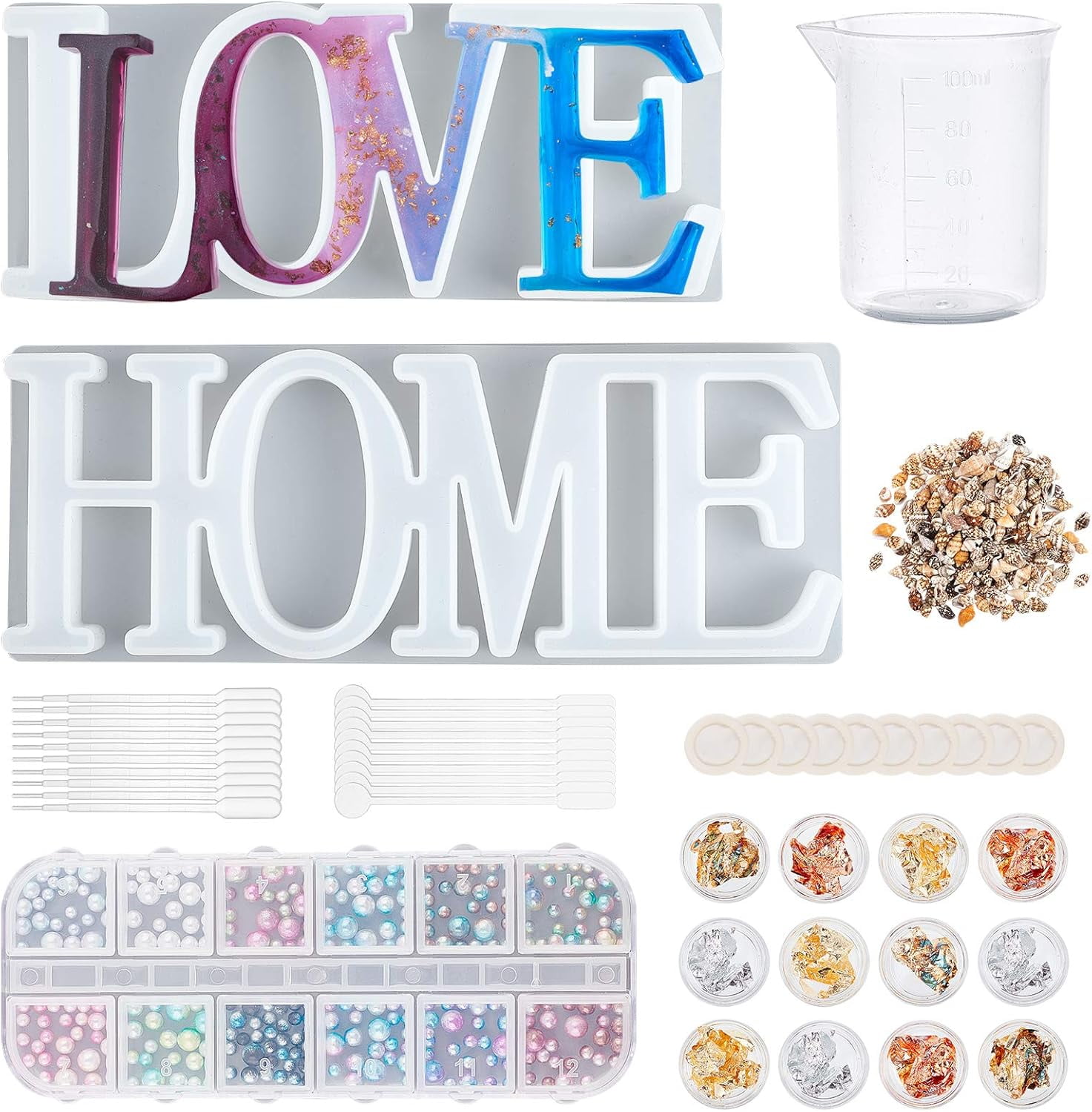 279PCS Love Home Resin Silicone Mold Resin Word Mould Epoxy Resin Moulds Jewelry Making Tool
