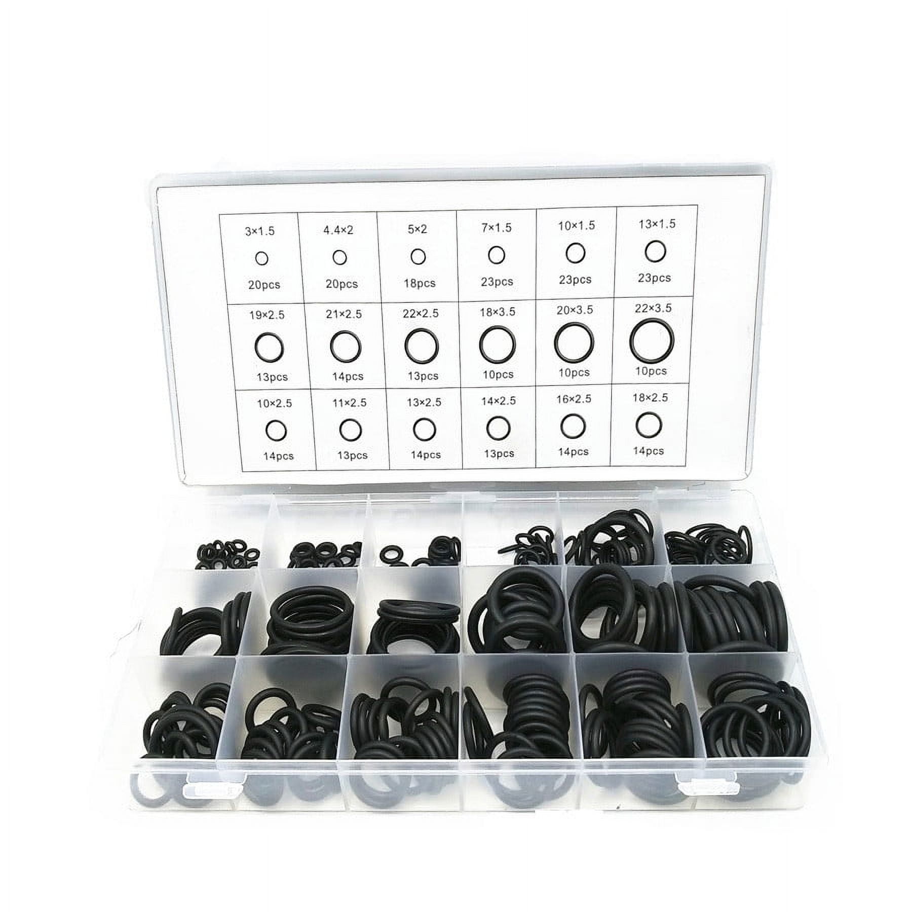 Sealing 279-Piece O-Ring Kit - 18 Sizes Rubber Assortment For Hydraulic, Plumbing & Automotive Use