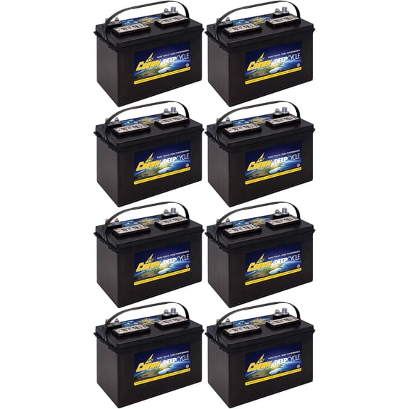 27HDC 12V Deep Cycle Battery  Group 27 Flooded Lead Acid  115Ah  875 MCA  8 Pack  Industrial, Marine, RV & Backup Power