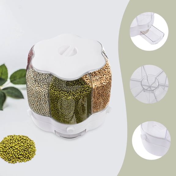 27LBS Large Rotating Storage Container 360 Food Grain Rice Dispenser Sorted