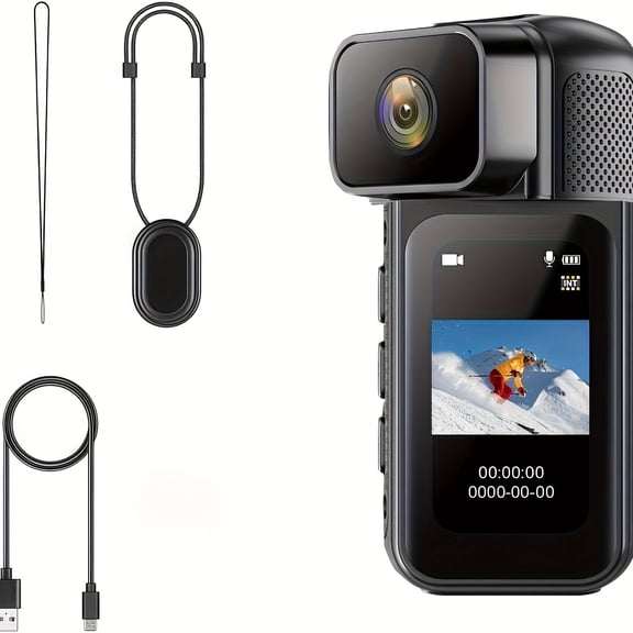 27MP Mini Portable Camera with WiFi & Magnetic Attachment - Wearable Thumb-Camera Suitable for Vlogging, YouTube,, 1.47 HD Display, 180 Rotating Lens, Audio Recording, 32GB TF Card (Black)