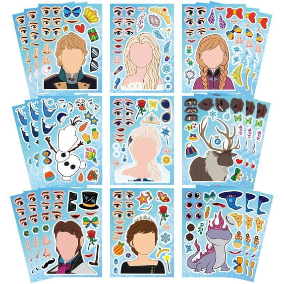 27PCS Elsa Stickers for Kids Make Your Own Princess, Girls Make a Face ...