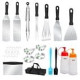 thumbnail image 1 of 27PCS Griddle Grill Accessories, Flat Top Grill Tools Set for Blackstone and Camp Chef,  Outdoor BBQ Utensil Kit Including Spatula, Squeeze Bottle, Tongs, Egg Rings and Bag Griddle Tools, 1 of 8
