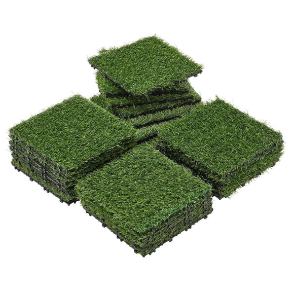 27PCS Turf Interlocking Deck Tiles Fake Grass Carpet Tiles Plant for Indoor Outdoor Green