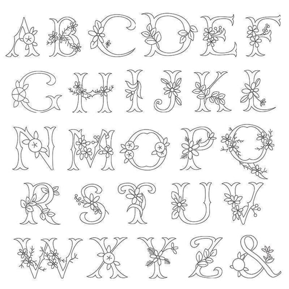 27PCS Water Soluble Embroidery Transfer Patterns with A-Z Floral Letters & Ampersand, Wash Away Embroidery Templates for DIY Clothing, Bags, Hats & Fabric Crafts, Beginner Friendly