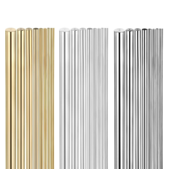 27Pcs Brass Rod, 150mm Length Brass Solid Round Rod Multiple Diameter Multiple Material Lathe Bar Stock