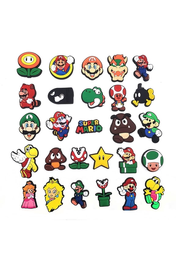 27Pcs Mario Shoe Charms for Clog Sandals Bracelets Decoration, Cute Charms for Party