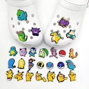 27Pcs Pikachu Shoe Charms for Croc, Cartoon Shoe Decoration for Shoes Bracelet Wristband Clog Sandals Birthday Party Favors