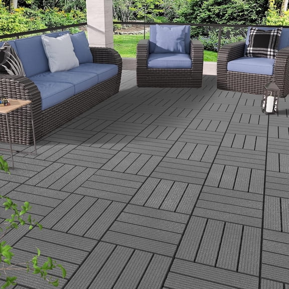 27Pcs Plastic Interlocking Deck Tiles - 12"x12" High Quality All-Weather Patio Tiles For Porch, Poolside, Balcony, Backyard Pathway - Durable PP Material, Easy Installation & Low Maintenance