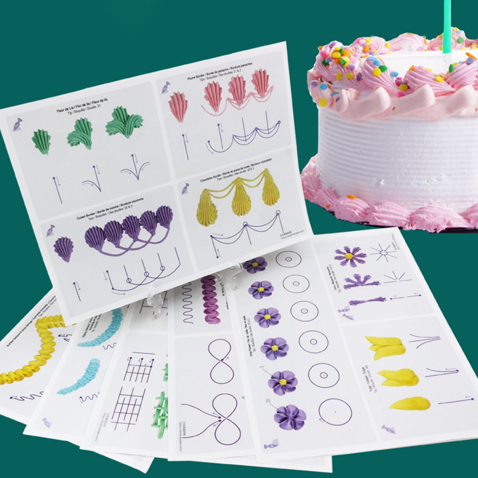 27Pcs/Set Cake Icing Piping DIY Practice Drawing Board Template Paper  Cardboard - Walmart.com, image size:1601x1601
