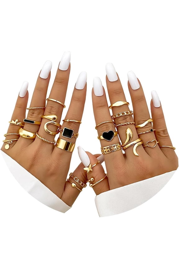 27Pcs Stacking Knuckle Statement Rings Sets for Women,Vintage Snake Heart Butterfly Twist Midi Rings Party Jewelry Accessories Gifts
