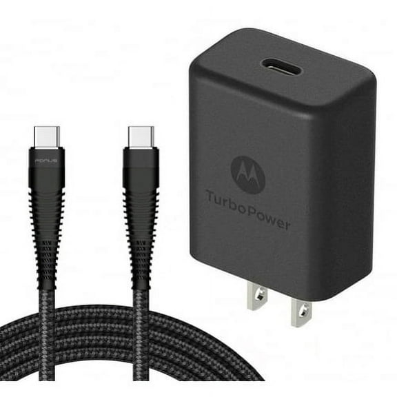27W Fast Home Charger TurboPower PD 6ft TYPE-C Cable USB-C Power Adapter Travel Wall N5W for LG G8 ThinQ, G7 ThinQ, Stylo 6 5 4, K92 5G, Harmony 4 - Microsoft Surface Go (10") - Motorola One