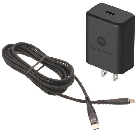 27W Fast Home Charger TurboPower PD 6ft TYPE-C Cable USB-C Power Adapter Travel Wall Y3X for Motorola One Zoom, Moto Z4 Z3 Play Z2 Play Z Play Droid Force Droid X4, Revvlry Plus, Edge Plus, G7