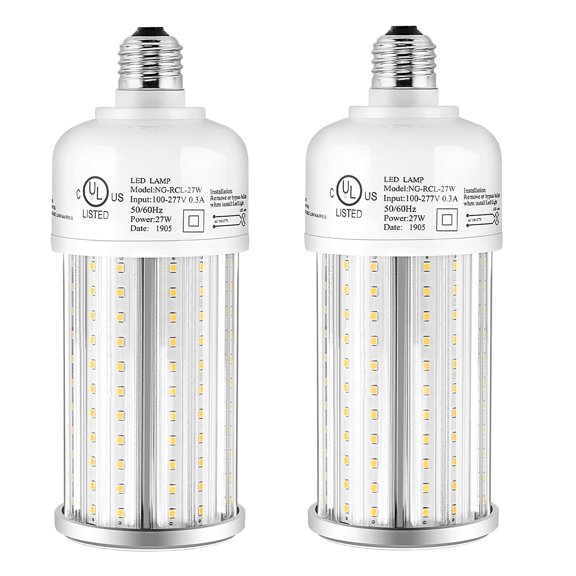 27W LED Corn Bulb Light E26 Standard Base For Garage Living Room 5000K 2-Pack
