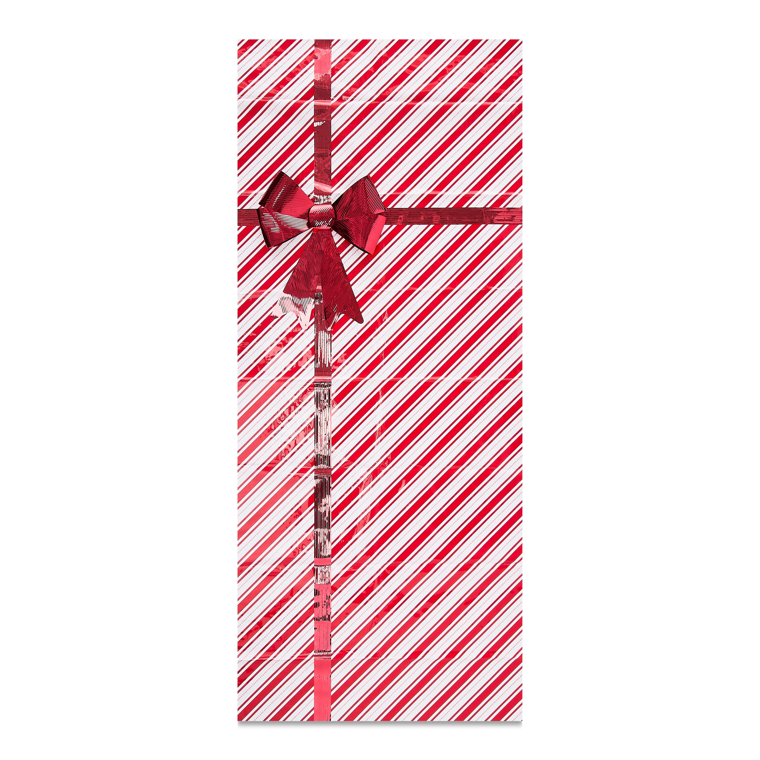 Striped Christmas Door Panel with Bow, Red and White, 30" x 72", by Holiday Time