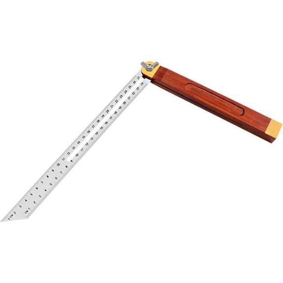 27cm Activity Angle Ruler Protractor Horizontal Sliding T-Bevel Square Carpenter Measuring Tape Multi Angle Wooden Handle with Inch/cm Marks