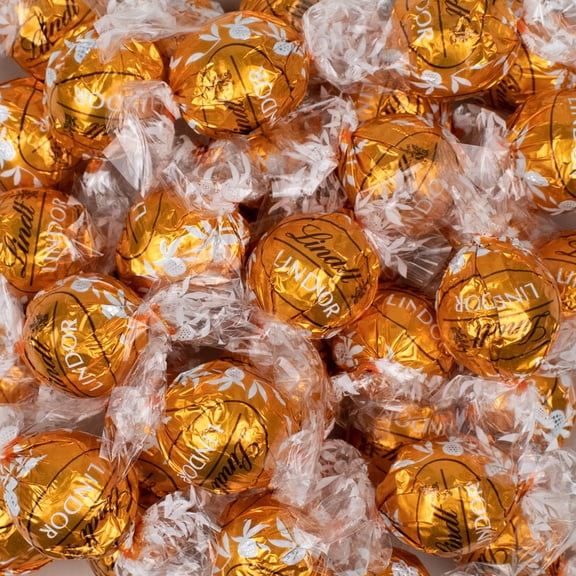 27ct Orange Caramel Milk Chocolate Bulk Individually Wrapped Lindor Candy Truffles (12oz Bag)