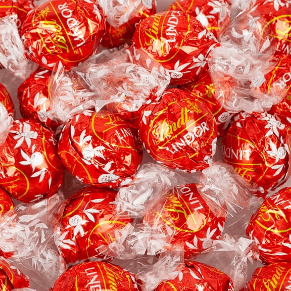 27ct Red Milk Chocolate Bulk Individually Wrapped Lindor Candy Truffles (12oz Bag)