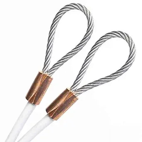 27ft Cut To Size 3/16 Galvanized Steel Cable WHITE Vinyl Coated To 1/4 With Copper Sleeves MADE IN USA