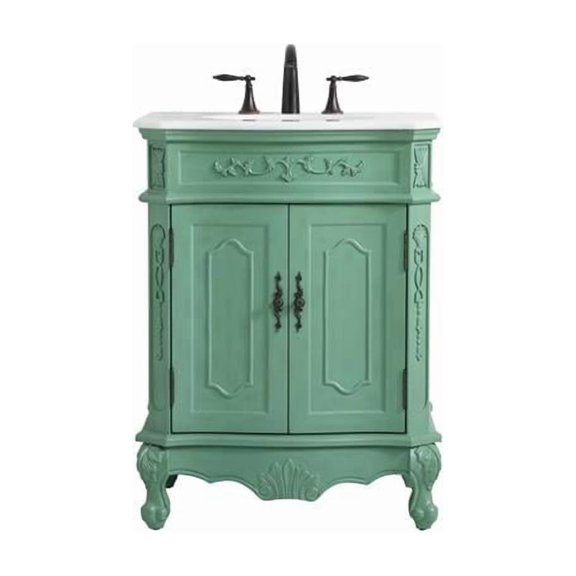 27in. Bathroom Vanity - Vintage Mint - Engineered Marble Top