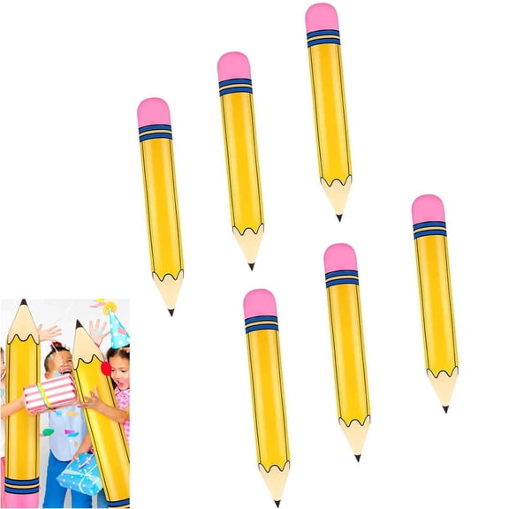 27in Giant Inflatable Pencil Balloons, Pencil Props Large Photo Booth Party Decorations for Kindergarten Graduation Classroom
