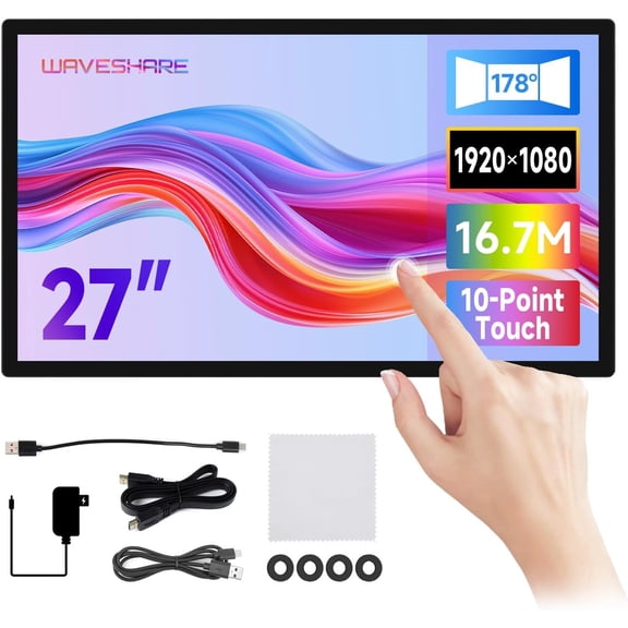 27inch Capacitive Touch Monitor, 19201080 Full HD, Optical Bonding Toughened Glass Panel, HDMI Display Interface, 10-Point Touch