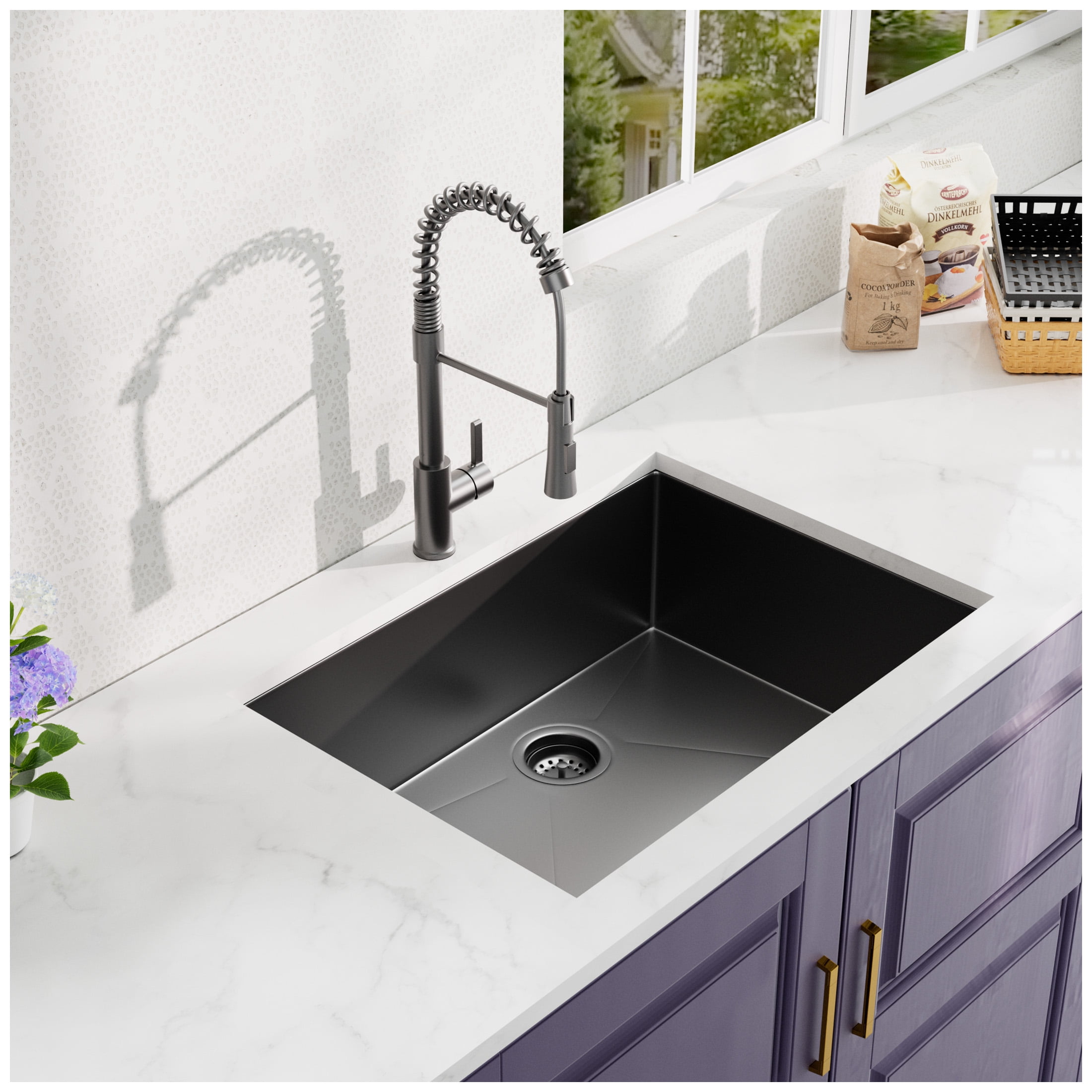 27inch undermount Gunmetal Black Stainless Steel 18-Gauge Single Bowl Undermount Kitchen Sink