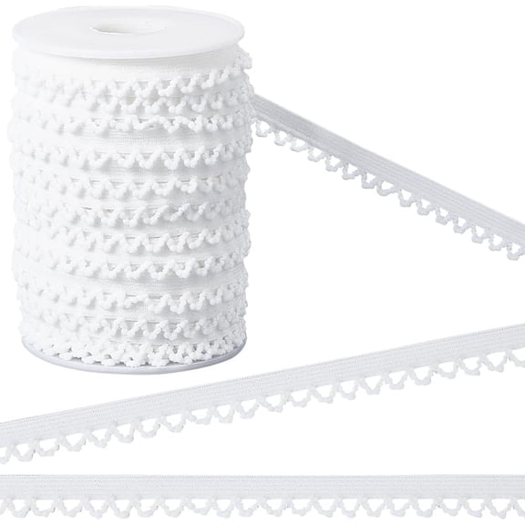 27m 11mm Wide Picot Loop Elastic Lingerie Trim Frilly Spandex Lace Ribbon Stretch Band Webbing Decorative Edges Trimming White