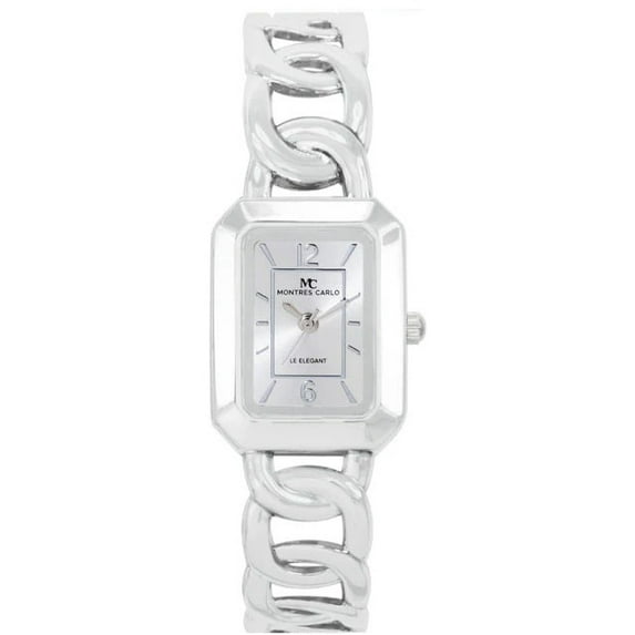 27mm Montres Carlo Women's Fashion Metal Band Quartz Luxury Dress Bangle Watch (Silver)